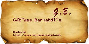 Gémes Barnabás névjegykártya
